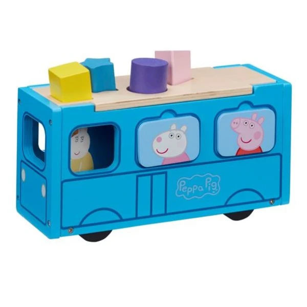 PEPPA PIG ΞΥΛΙΝΟ ΣΧΟΛΙΚΟ ΛΕΩΦΟΡΕΙΟ ΜΕ ΣΧΗΜΑΤΑ