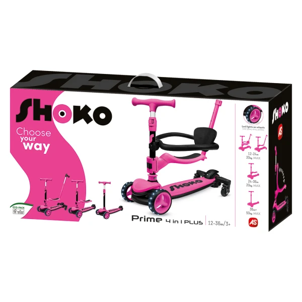 SHOKO ΠΑΙΔΙΚΟ ΠΑΤΙΝΙ PRIME 4 IN 1 PLUS ΣΕ ΡΟΖ ΧΡΩΜΑ ΓΙΑ 12+ ΜΗΝΩΝ