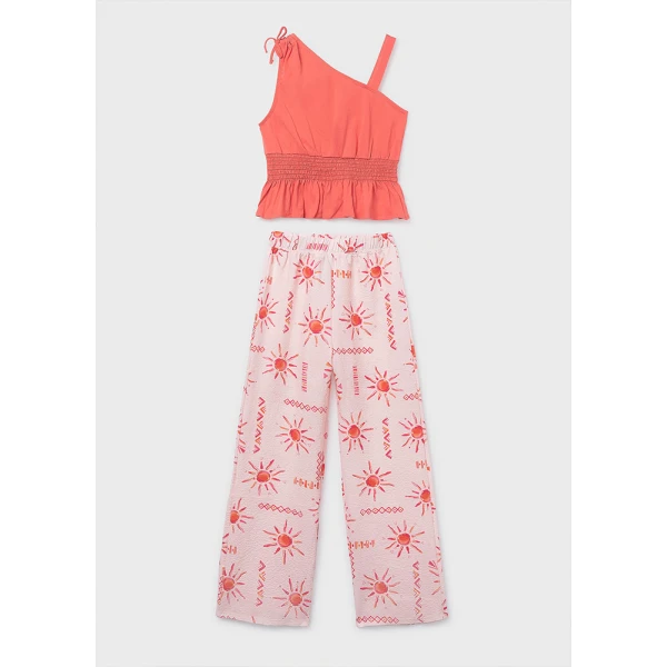 MAYORAL SET PANTS LONG PRINTED PINK-SALMON 