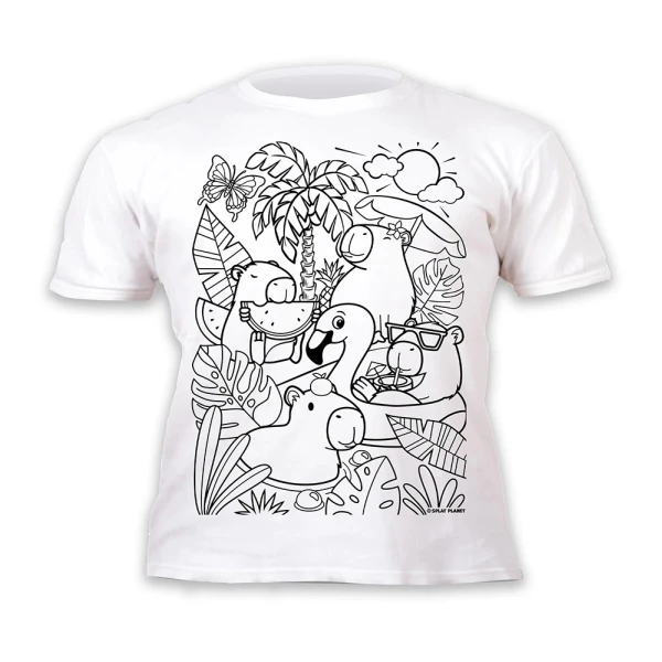 SPLAT PLANET WASHABLE COLOURING T-SHIRT CAPYBARA WITH MARKERS (7-8 YEARS)