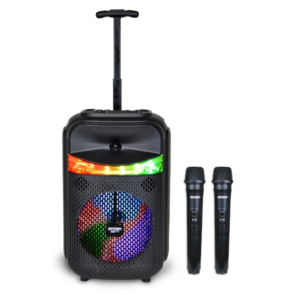 BONTEMPI TROLLEY WIRELESS SPEAKER WITH 2 WIRELESS MICROPHONES AND RGB LIGHTS