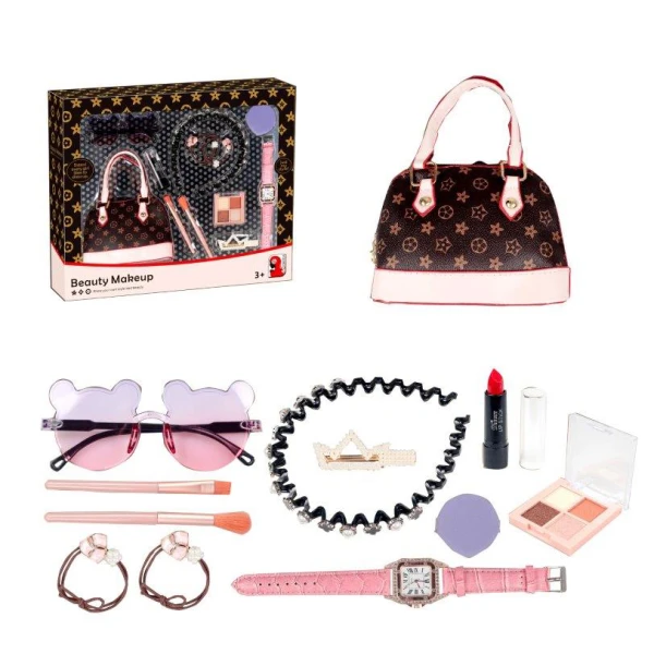 SET WITH BAG, MAKE UP, NECKLACE & REAL WATCH