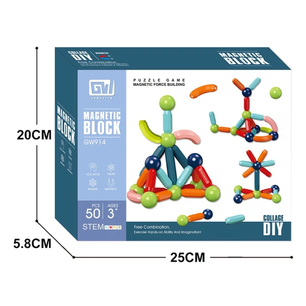 MAGNETIC SETS RODS & BALLS 50 PCS.