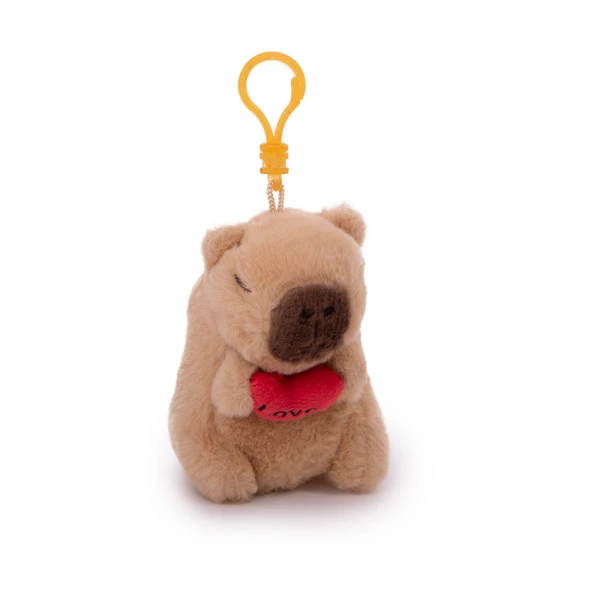 AMEK KEYCHAIN PLUSH BEIGE CAPYBARA 10 cm WITH HEART