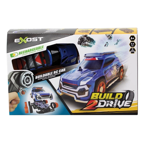 EXOST BUILD 2 DRIVE REMOTE CONTROL & ASSEMBLED RACE CAR BLUE