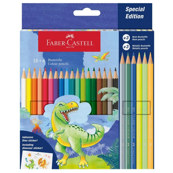 FABER-CASTELL ΣΕΤ 18+6 ΕΞΑΓΩΝΙΚΕΣ ΞΥΛΟΜΠΟΓΙΕΣ ΔΕΙΝΟΣΑΥΡΟΣ