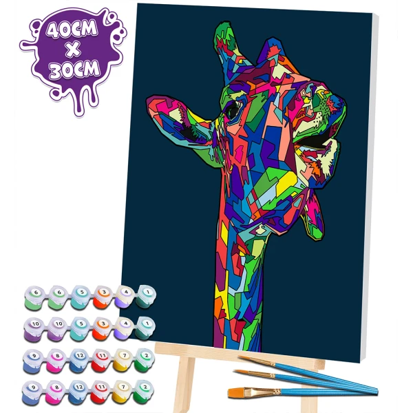 SPLAT PLANET PAINTING BY NUMBERS KIT ON FRAMED CANVAS 40X30 cm GIRAFFE