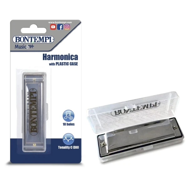 BONTEMPI METAL HARMONICA 10 NOTES WITH CASE