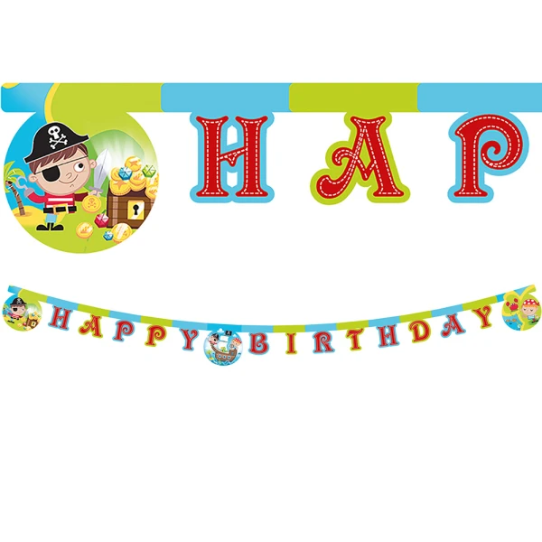 HAPPY BIRTHDAY BANNER PIRATES TREASURE HUNT