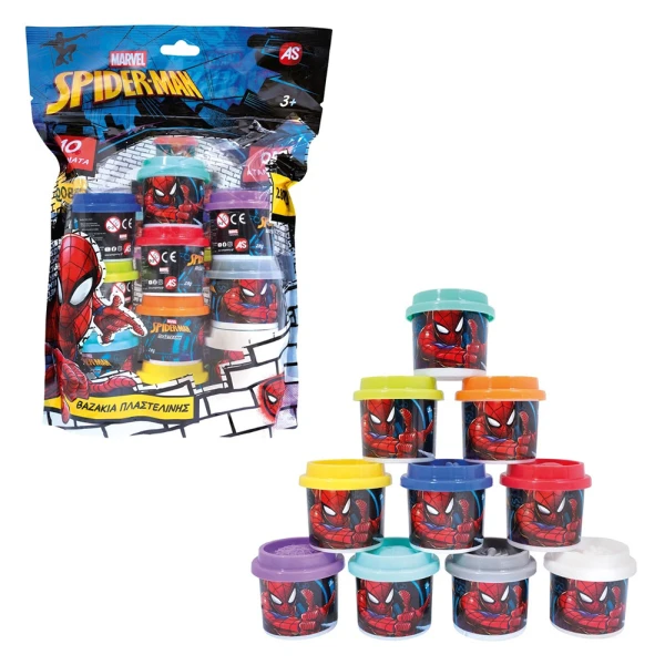 AS SET 10 DOUGH JARS IN BAG SPIDERMAN EVERGREEN