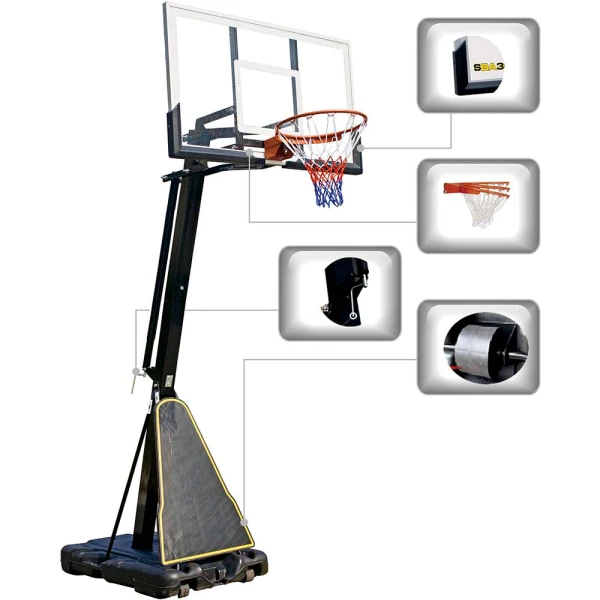 AMILA DELUXE BASKETBALL SYSTEM ΜΕ ΓΥΑΛΙΝΟ ΤΑΜΠΛΟ 8 mm