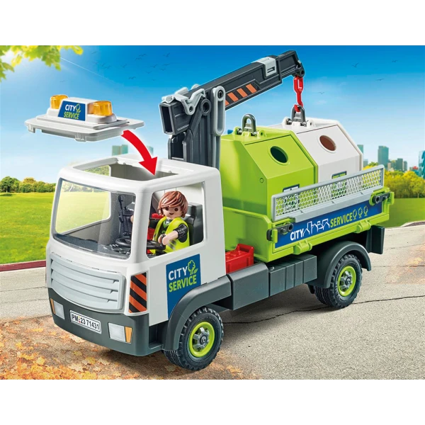 PLAYMOBIL CITY ACTION GLASS RECYCLING TRUCK WITH CONTAINER