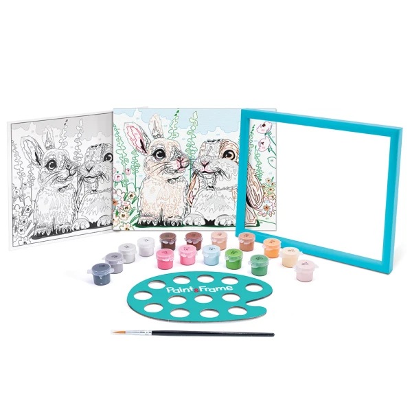PAINT & FRAME PAINT BY NUMBERS CUTE BUNNIES FOR AGES 9+