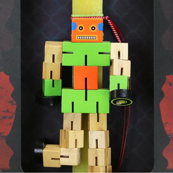 SYNCHRONIA HANDMADE CANDLE 30 cm WOODEN TRANSFORMER - YELLOW