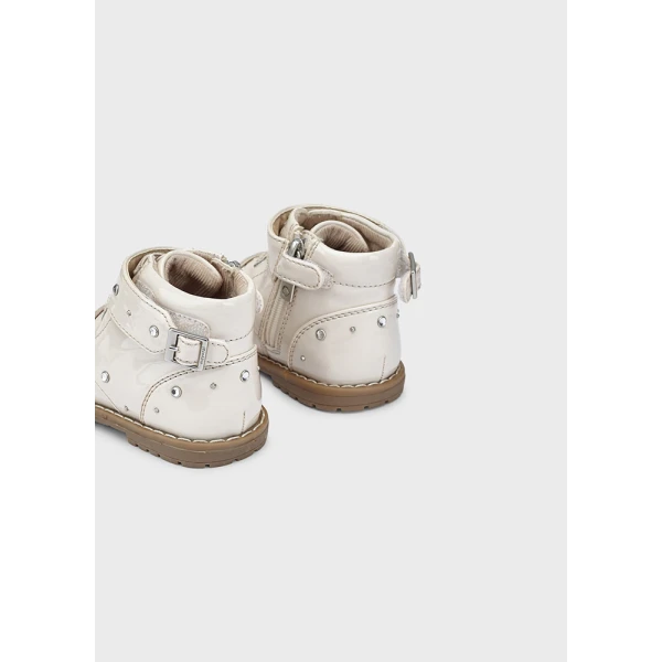 MAYORAL BOOTS BIKER PATENT ECRU