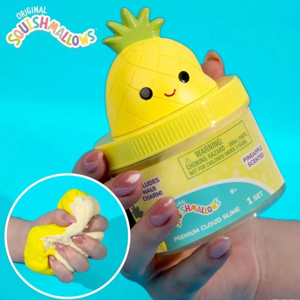 SQUISHMALLOWS ΑΡΩΜΑΤΙΚΟ CLOUD SLIME ΜΕ TOPPER ΣΕ ΒΑΖΑΚΙ - PINEAPPLE