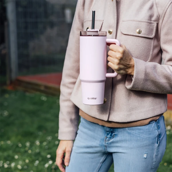 QUOKKA STAINLESS STEEL THERMAL RAMBLER ΚΟΥΠΑ ΜΕ ΚΑΛΑΜΑΚΙ 950ml - LIGHT PINK