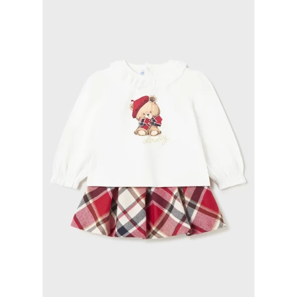 MAYORAL SET SKIRT CHECKED RED