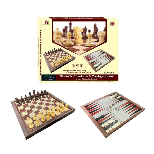 WOODEN CHESS - BACKGAMMON - CHECKERS