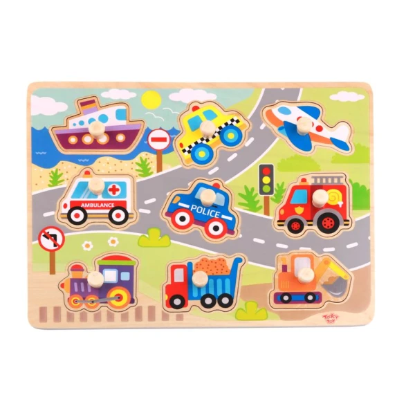 WOODEN WEDGE PUZZLE VEHICLES