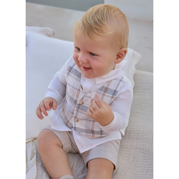 MAYORAL SET PANTS SHORT AND VEST WHEAT