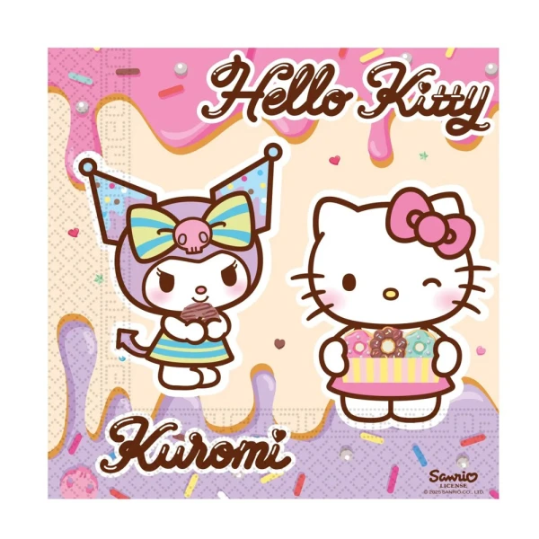 2-ply NAPKINS 33X33 cm 20 pcs FSC HELLO KITTY & KUROMI