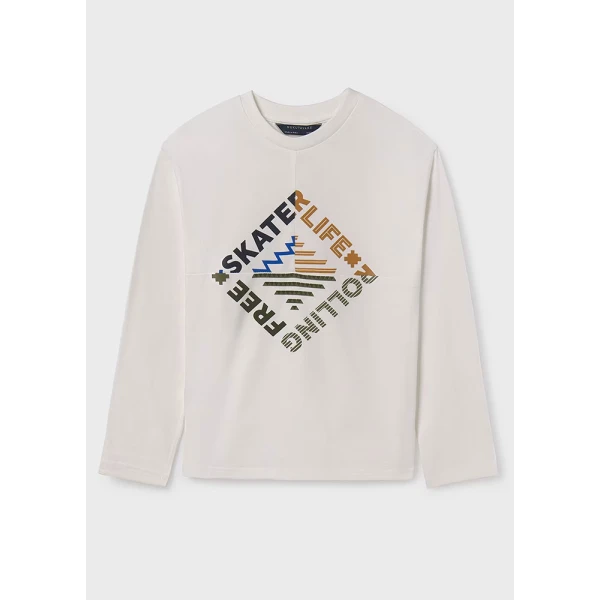 MAYORAL LONG SLEEVES BLOUSE SKATER LIFE CREAM