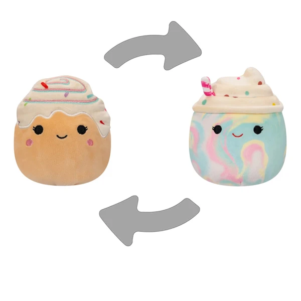 SQUISHMALLOWS FLIPMALLOWS PLUSH 13 cm CINNAMMON ROLL-RAINBOW FROST
