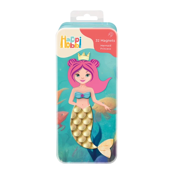 HAPPIHOBBI MAGNET TINS CITY HEROES - FASHION GIRL - MERMAID PRINCESS EDUCATIONAL PAPER MAGNETS - 3 DESIGNSMAGNETS FOR AGES 3+ - 2 DESIGNS