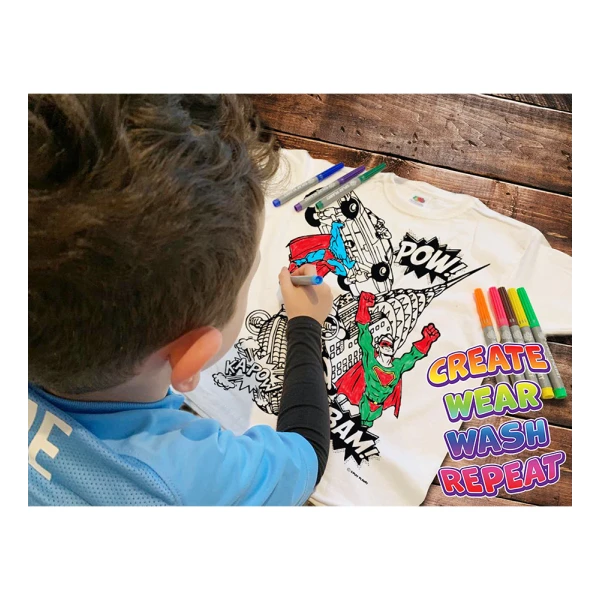 SPLAT PLANET WASHABLE COLOURING T-SHIRT CARS WITH MARKERS (7-8 YEARS)