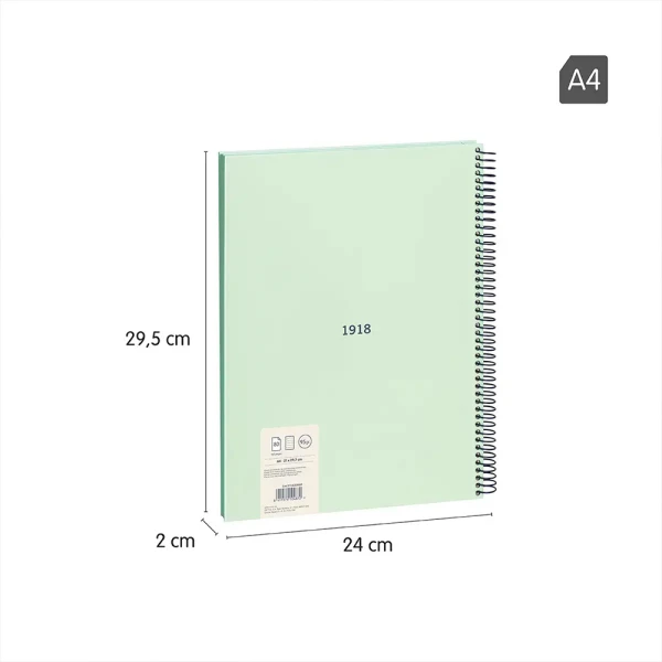 MILAN A4 SPIRAL NOTEBOOK 80 SHEETS COLLECTION GREEN