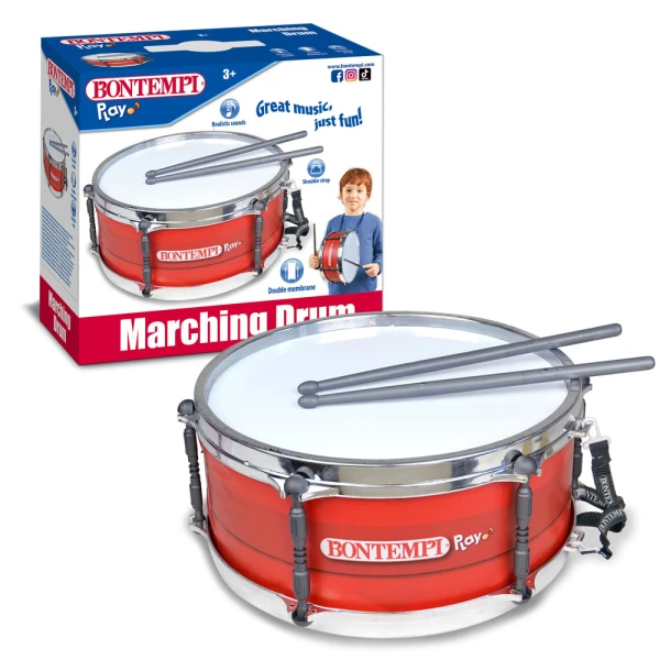 BONTEMPI MARCHING DRUM WITH STRAP AND STICKS 34 cm