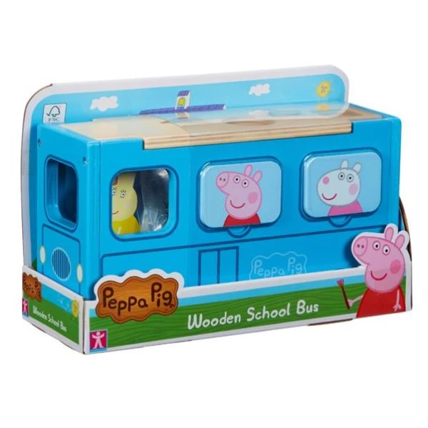 PEPPA PIG ΞΥΛΙΝΟ ΣΧΟΛΙΚΟ ΛΕΩΦΟΡΕΙΟ ΜΕ ΣΧΗΜΑΤΑ
