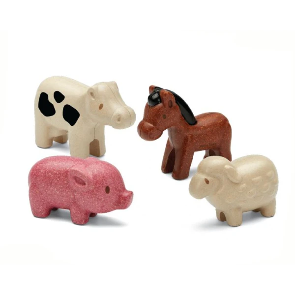 PLAN TOYS WOODEN FARM ANIMALS SET