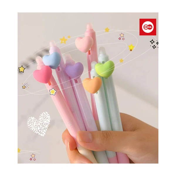 CREA HEART PEN WITH ERASABLE INK - SEVERAL COLOURS