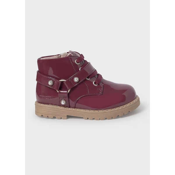 MAYORAL BIKER BOOTS PATENT LEATHER PLUM