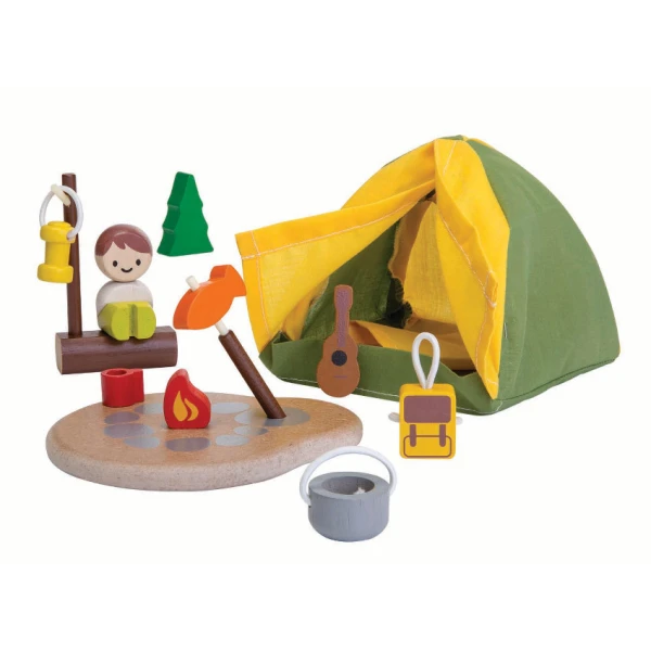 PLAN TOYS ΞΥΛΙΝΟ ΠΑΙΧΝΙΔΙ ΣΕΤ ΚΑΜΠΙΝΓΚ