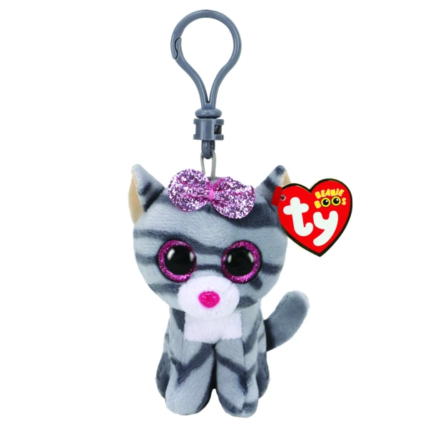 TY BEANIE BOOS KIKI ΧΝΟΥΔΩΤΟ ΚΛΙΠ ΓΑΤΟΥΛΑ ΓΚΡΙ ΜΕ ΡΟΖ ΦΙΟΓΚΑΚΙ 8,5ΕΚ