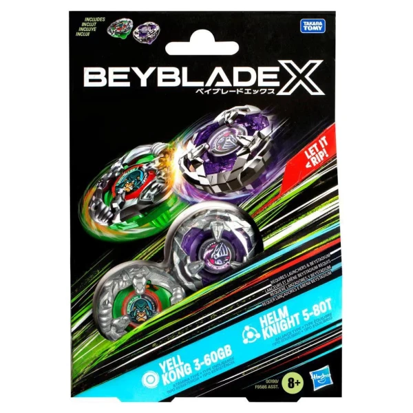 BEYBLADE X YELL KONG 3-60GB & HELM KNIGHT 5-80T TOP DUAL PACK SET