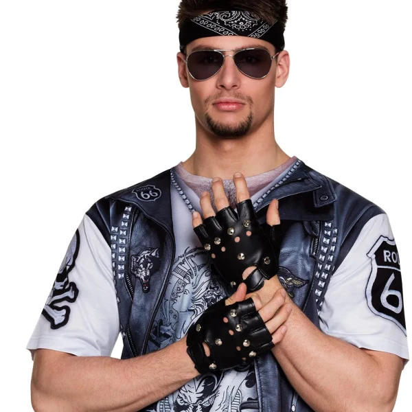 ΑΠΟΚΡΙΑΤΙΚΑ ΓΑΝΤΙΑ ΚΑΡΠΟΥ BIKER ΜΑΥΡΑ