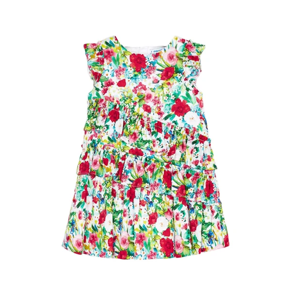 MAYORAL DRESS FRILLS FLOWERS GREEN