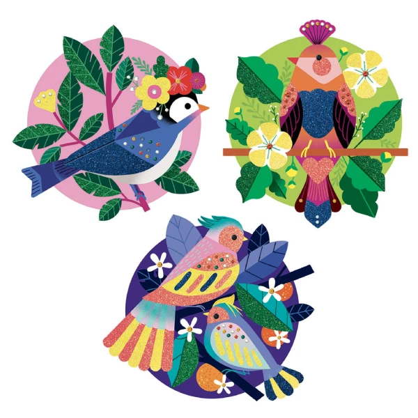 DJECO I CREATE WITH GLITTER AND RHINESTONES PARADISE BIRDS