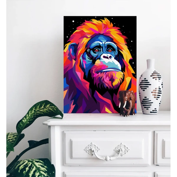 SPLAT PLANET PAINTING BY NUMBERS KIT ON FRAMED CANVAS 40X30 cm ORANGUTAN