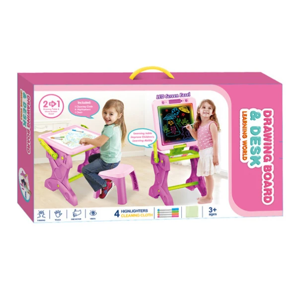 2 IN 1 PINK DESK PAINTING BOARD THAT LIGHTS UP 