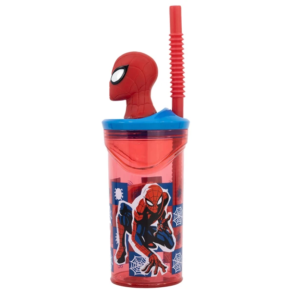 ΠΑΙΔΙΚΟ ΠΟΤΗΡΙ 360ml ΜΕ 3D ΦΙΓΟΥΡΑ SPIDERMAN ARACHNID GRID