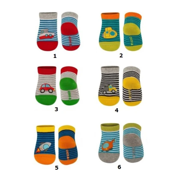 SOXO ΠΑΙΔΙΚΕΣ ΚΑΛΤΣΕΣ INFANT STRIPED SOCKS WITH VEHICLE PATCH 64222