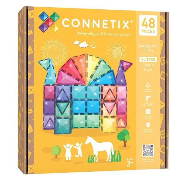 CONNETIX ΜΑΓΝΗΤΙΚΑ ΤΟΥΒΛΑΚΙΑ GLITTER CASTLE 48 τεμ.