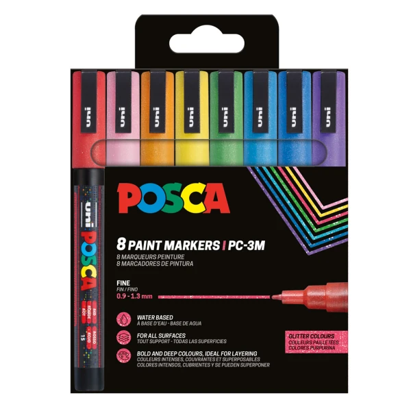 POSCA SET OF 8 MARKERS PC-3ML - SPARKLING COLOR