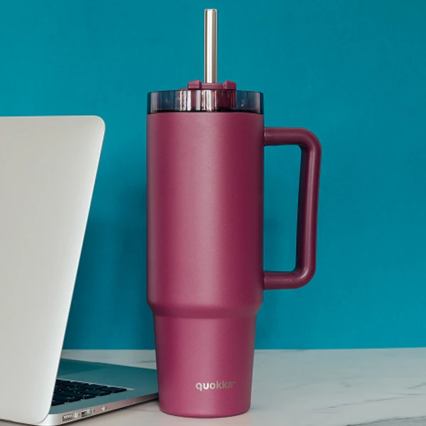 QUOKKA STAINLESS STEEL THERMAL ΚΟΥΠΑ ΜΕ ΚΑΛΑΜΑΚΙ & ΛΑΒΗ 950ml STREAM BURGUNDY