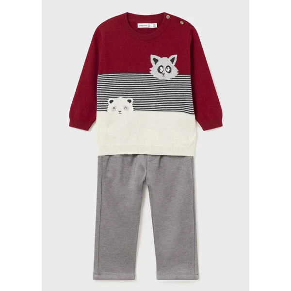 MAYORAL SET TROUSERS LONG + JERSEY CHERRY